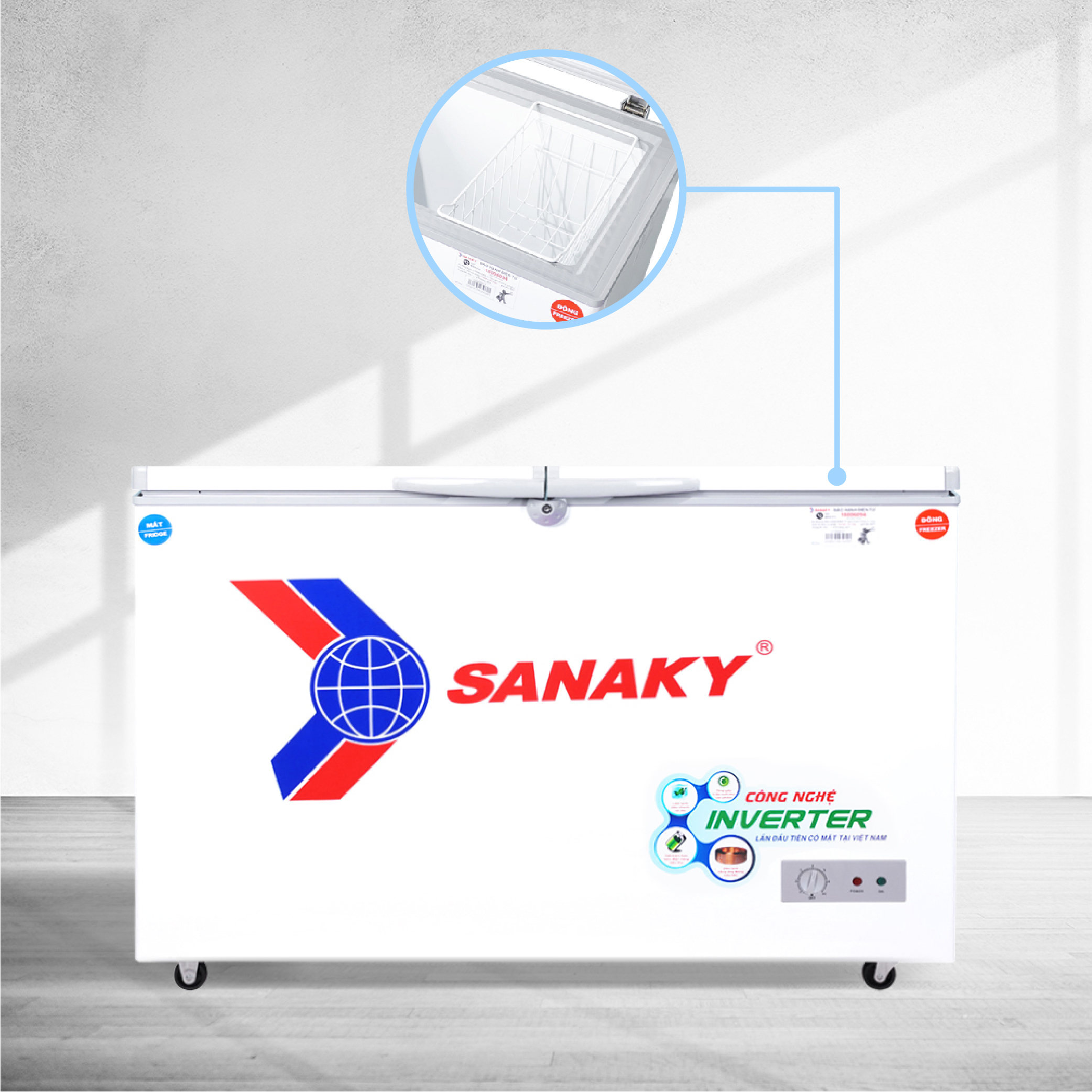 Tủ Đông Sanaky VH-4099W3 300 lít, 1 ngăn đông, 1 ngăn mát, inverter