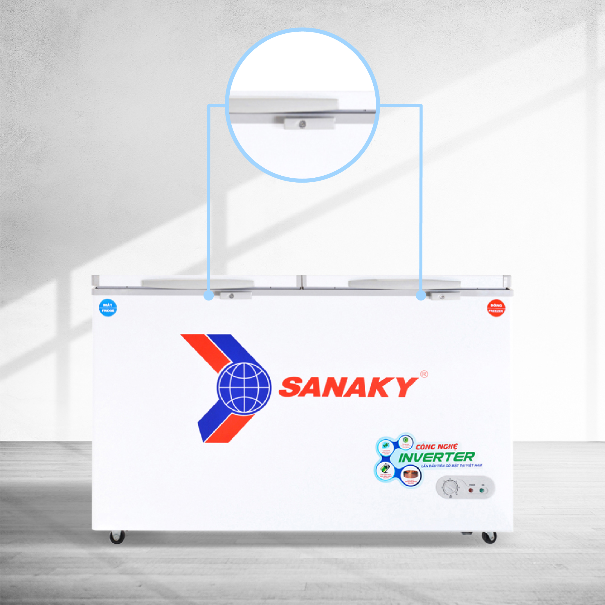 Tủ Đông Sanaky VH-5699W3 400 lít, 1 ngăn đông, 1 ngăn mát, inverter