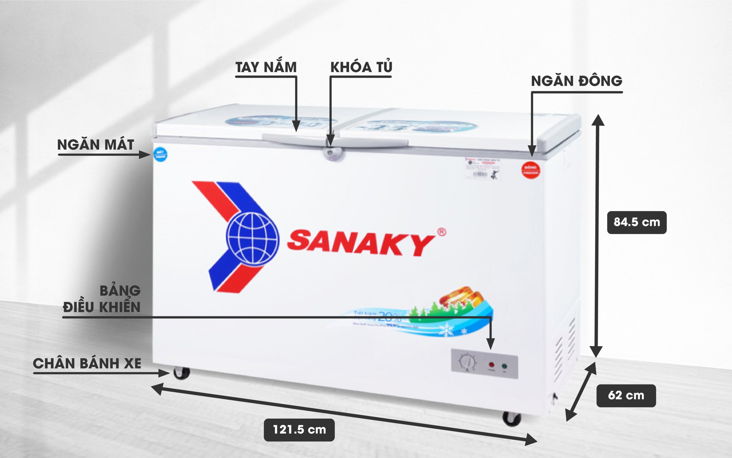 Tủ Đông Sanaky VH-4099W1 280 lít, 1 ngăn đông, 1 ngăn mát, dàn lạnh đồng