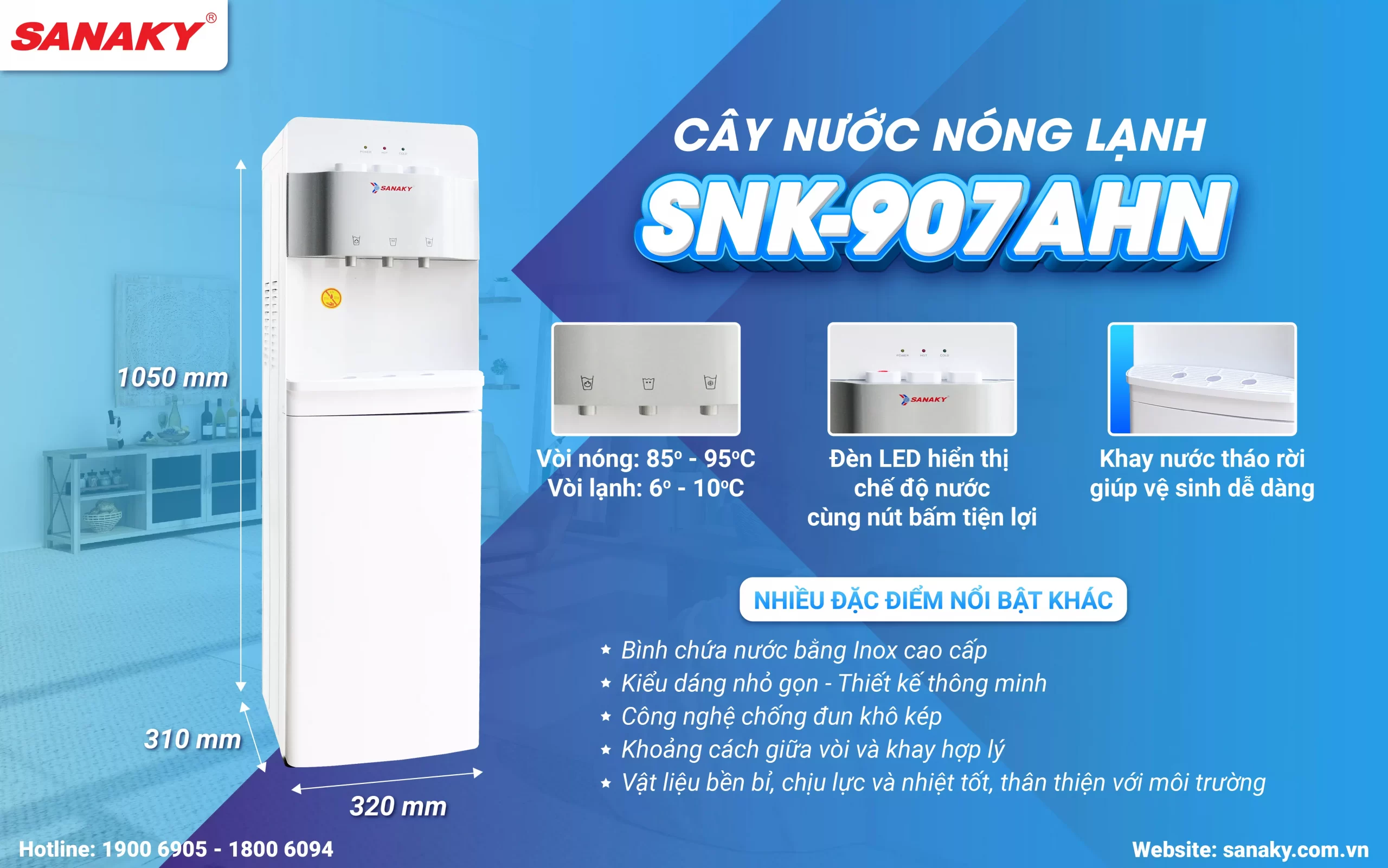 Cây nước nóng lạnh Sanaky SNK-907AHN