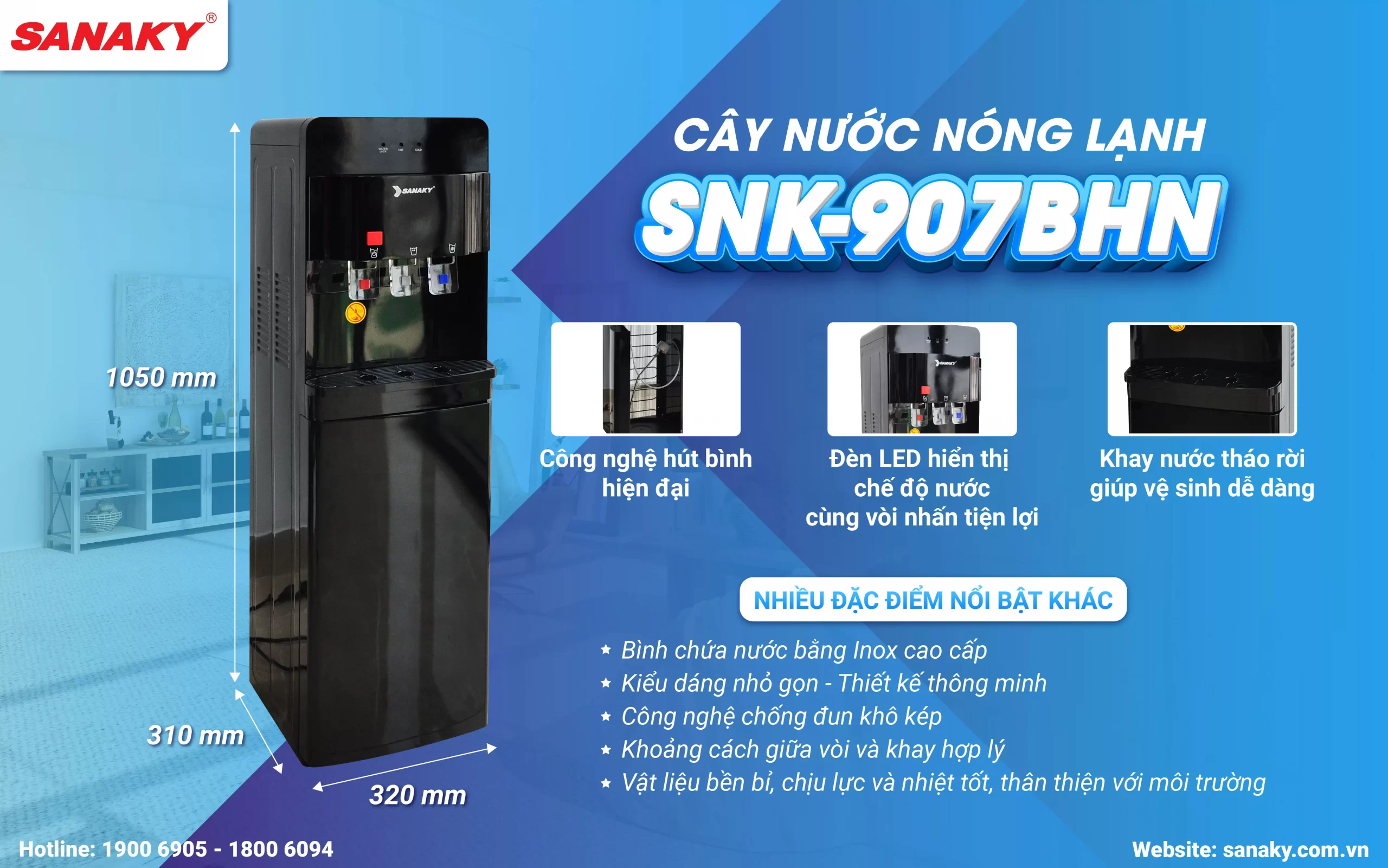 Cây nước nóng lạnh Sanaky SNK-907BHN
