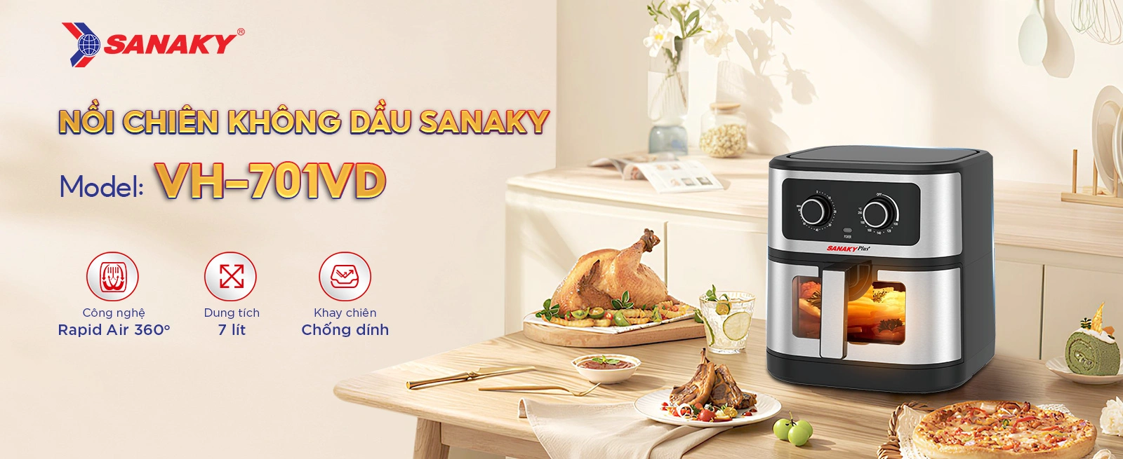 Nồi chiên không dầu Sanaky VH-701VD 