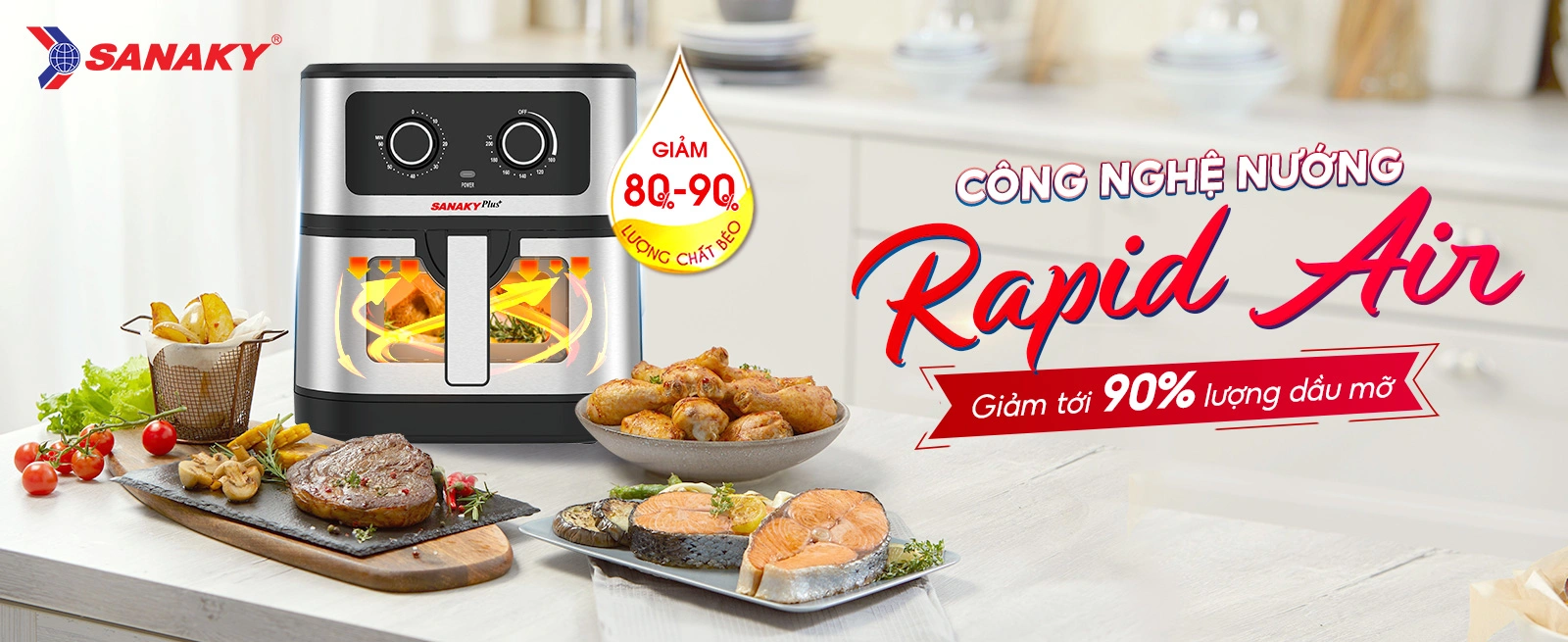 Công nghệ Rapid Air giảm tới 90% lượng dầu mỡ