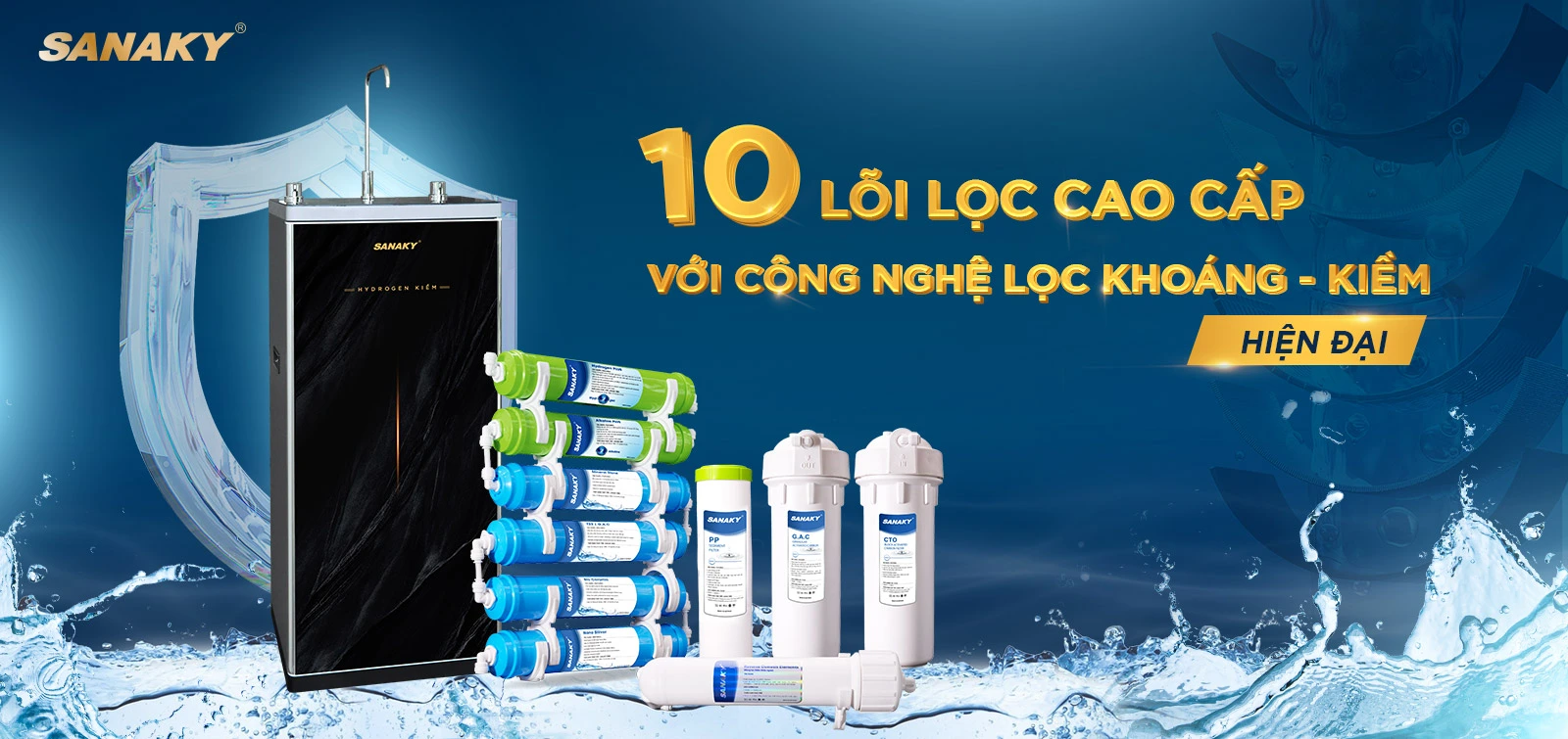 10 lõi lọc cao cấp với Công nghệ lọc Khoáng - Kiềm hiện đại