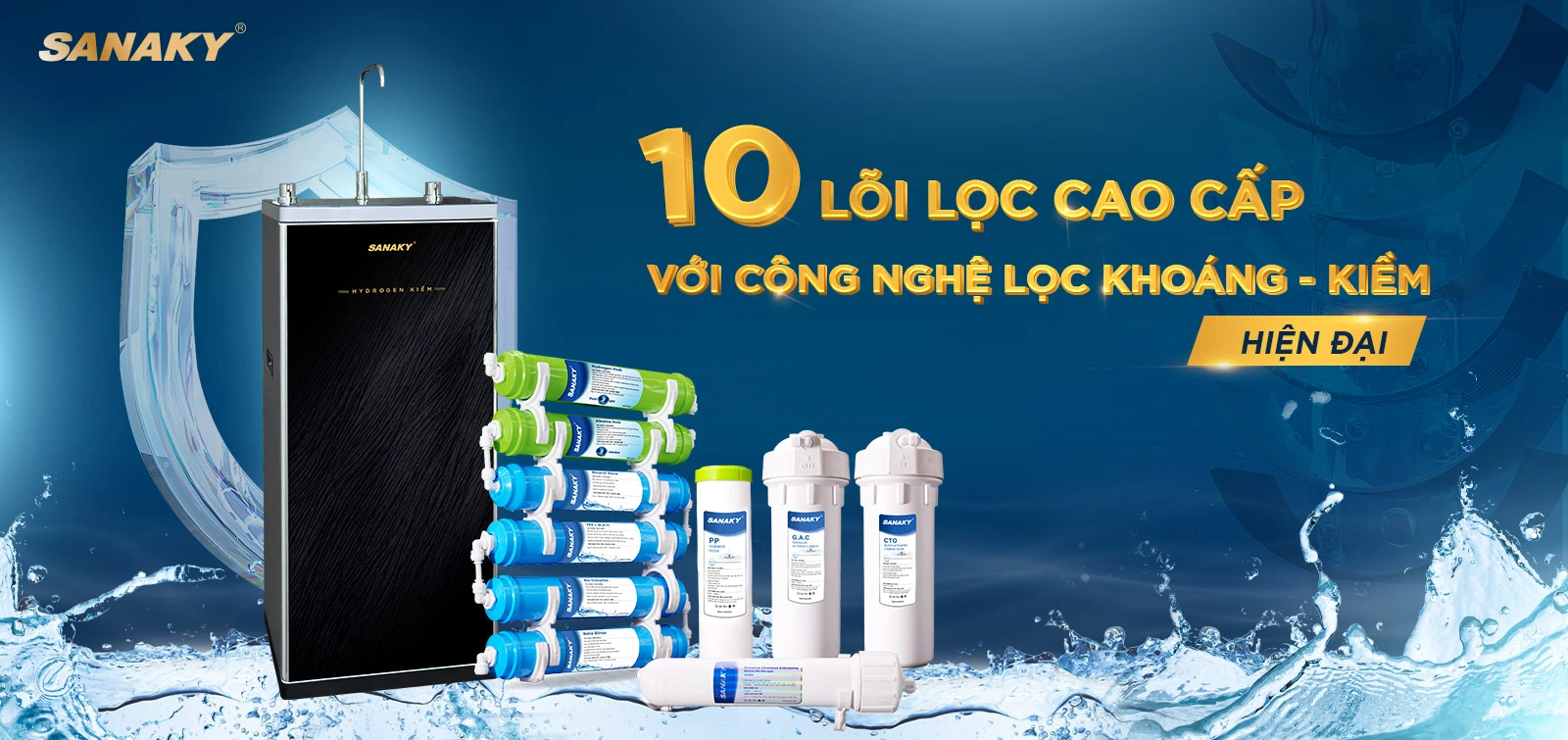 10 lõi lọc cao cấp với Công nghệ lọc Khoáng - Kiềm hiện đại