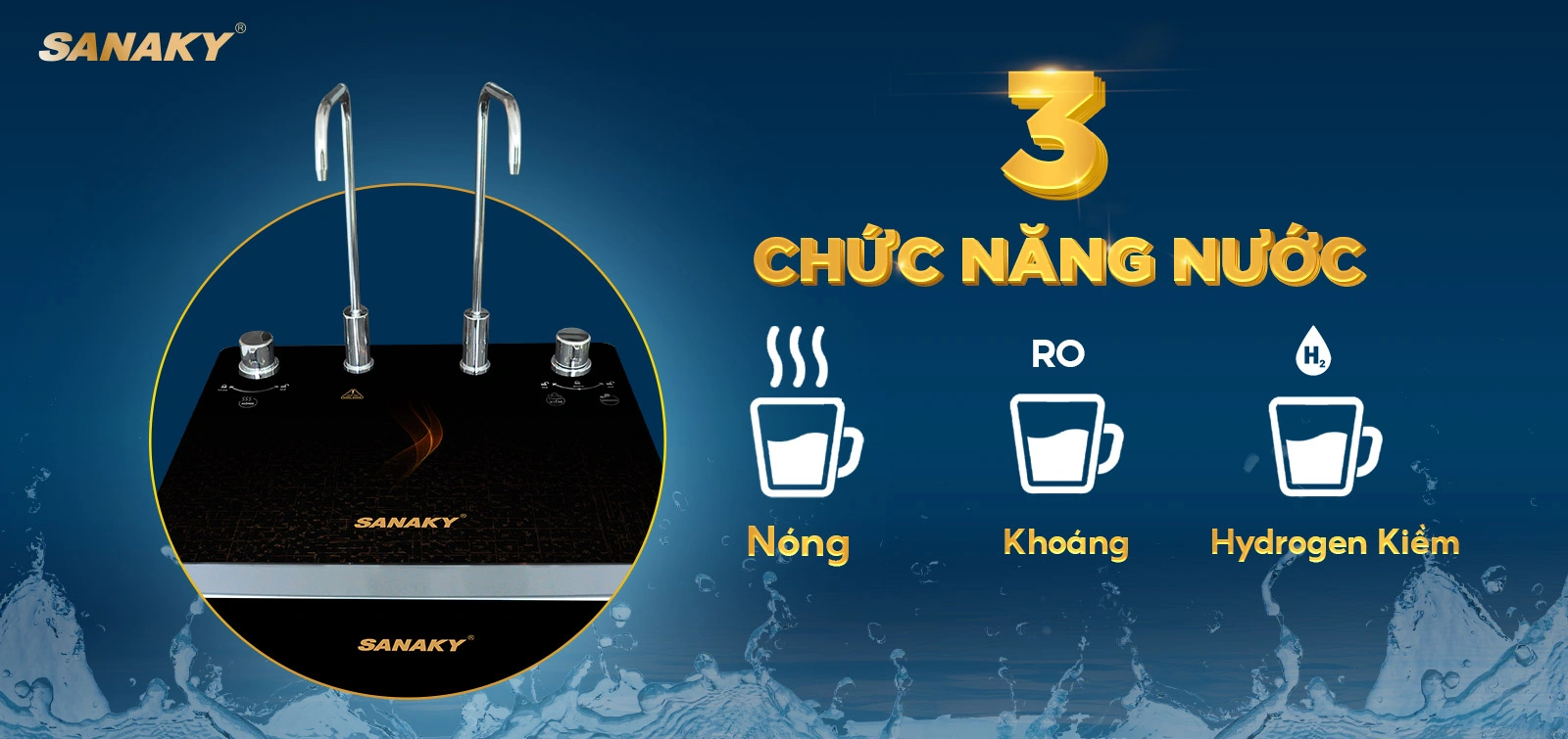 3 Chức năng nước Nóng - Nguội (Khoáng - Hydrogen Kiềm) tiện lợi