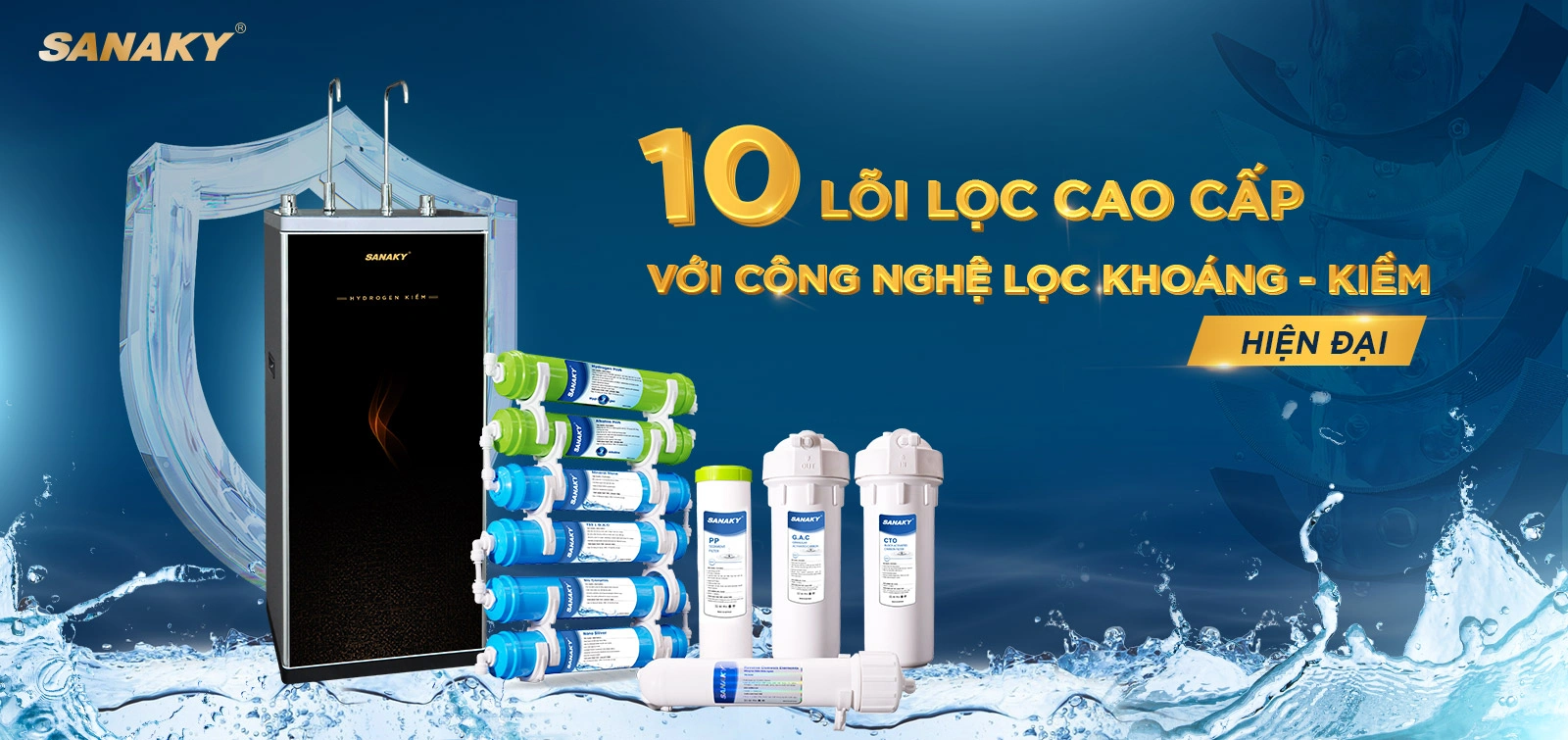 10 lõi lọc cao cấp với Công nghệ lọc Khoáng - Kiềm hiện đại