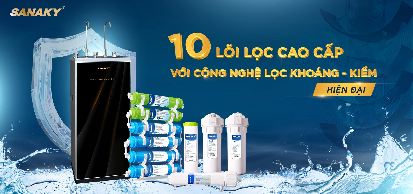 10 lõi lọc cao cấp với Công nghệ lọc Khoáng - Kiềm hiện đại