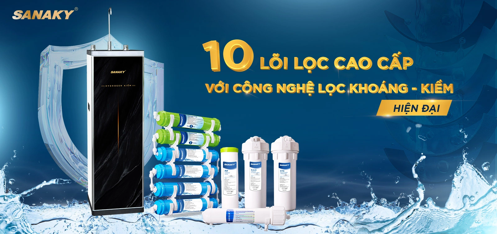 10 lõi lọc cao cấp với Công nghệ lọc Khoáng - Kiềm hiện đại