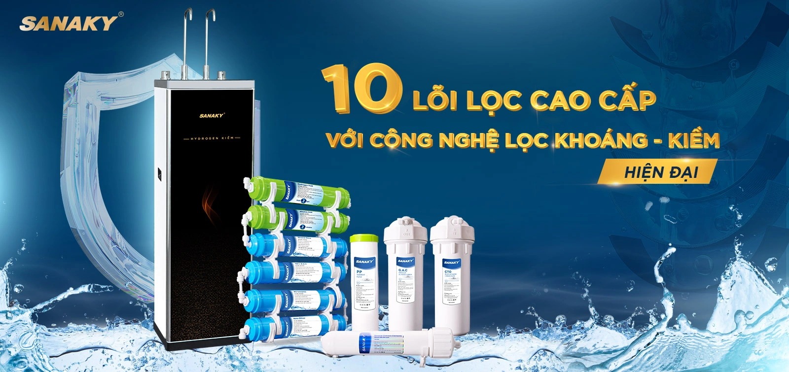 10 lõi lọc cao cấp với Công nghệ lọc Khoáng - Kiềm hiện đại