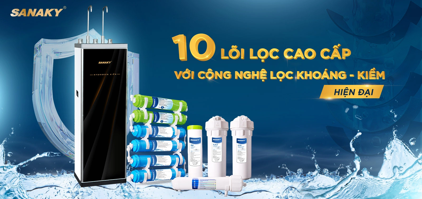 10 lõi lọc cao cấp với Công nghệ lọc Khoáng - Kiềm hiện đại