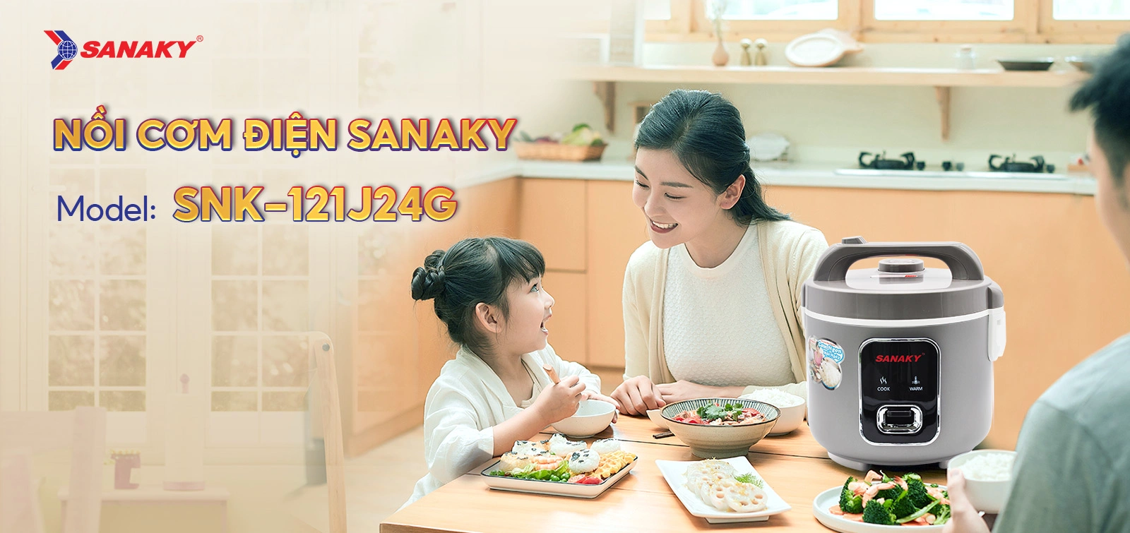 Nồi cơm điện Sanaky SNK-12J24G cao cấp bền bỉ