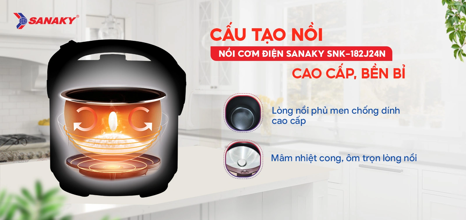 Cấu tạo Nồi cơm điện Sanaky SNK-183J24N cao cấp bền bỉ