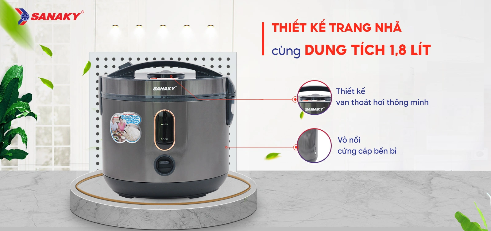 Thiết kế trang nhã cùng dung tích 1,8 Lít