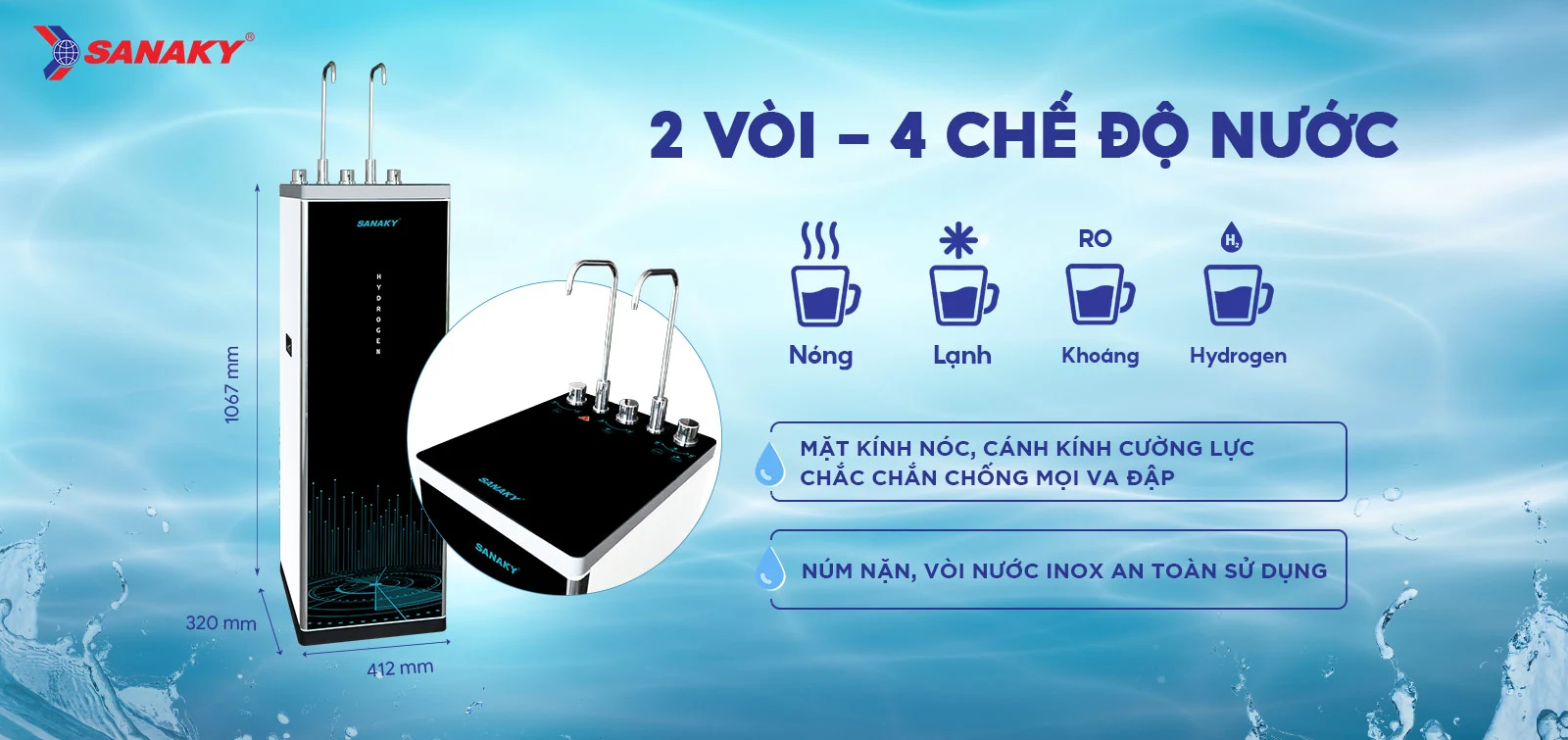 2 vòi – 4 chế độ nước đáp ứng mọi nhu cầu sử dụng