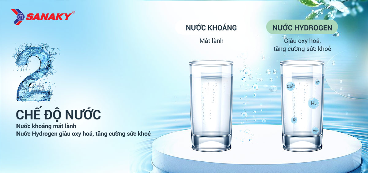 Sở hữu 2 chế độ nước: Khoáng và Hydrogen